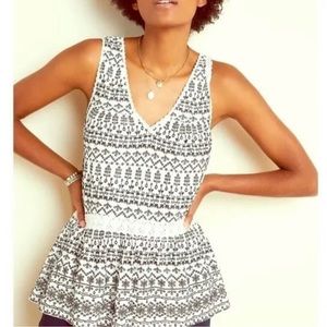 Anthropologie Maeve Cammie Embroidered Peplum Top Size XS